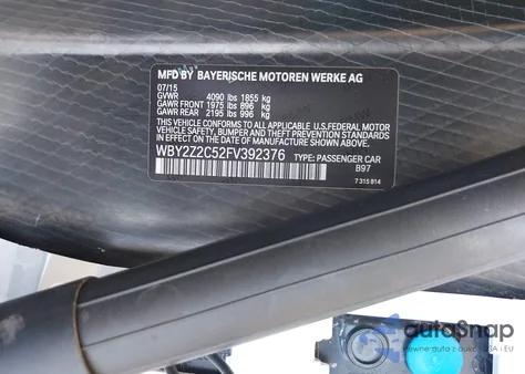 2015 BMW I8 from USA, damaged, VIN WBY2Z2C52FV392376
